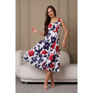 Сарафан женский 576 кулирка (последний размер) белый-бордовый-цветы 48-50,50-52