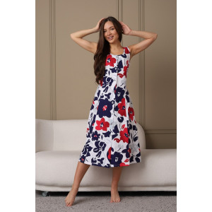 Сарафан женский 576 кулирка (последний размер) белый-бордовый-цветы 48-50,50-52