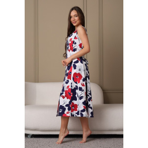 Сарафан женский 576 кулирка (последний размер) белый-бордовый-цветы 48-50,50-52