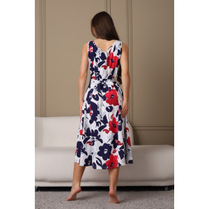 Сарафан женский 576 кулирка (последний размер) белый-бордовый-цветы 48-50,50-52