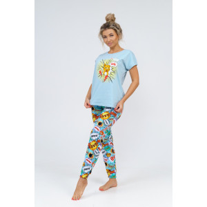 Костюм двойка женский 800 "Взрыв" кулирка (последний размер) голубой 46