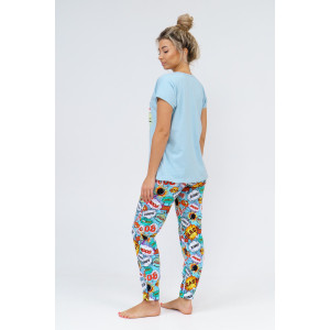 Костюм двойка женский 800 "Взрыв" кулирка (последний размер) голубой 46