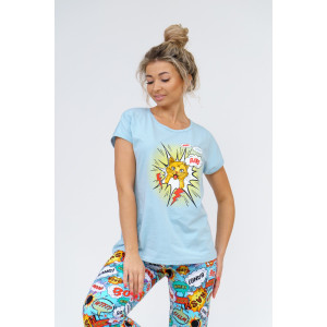 Костюм двойка женский 800 "Взрыв" кулирка (последний размер) голубой 46