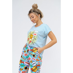 Костюм двойка женский 800 "Взрыв" кулирка (последний размер) голубой 46