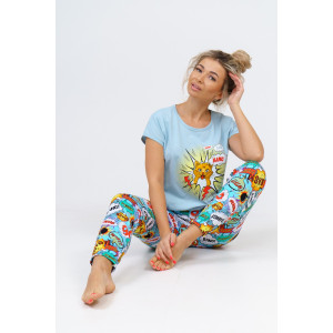 Костюм двойка женский 800 "Взрыв" кулирка (последний размер) голубой 46