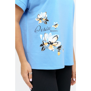 Футболка женская 951 кулирка с лайкрой пенье (последний размер) голубой 62