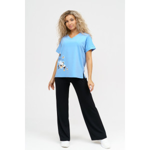 Футболка женская 951 кулирка с лайкрой пенье (последний размер) голубой 62