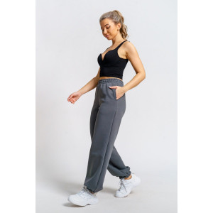 Брюки женские 981 футер 3-х нитка с начёсом пенье (последний размер) серый 48