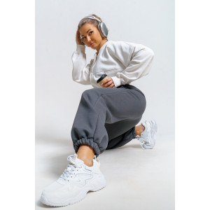 Брюки женские 981 футер 3-х нитка с начёсом пенье (последний размер) серый 48