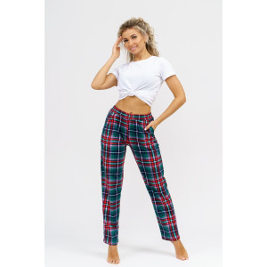 Брюки женские 614 кулирка (последний размер) зеленая клетка-2 56