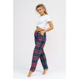 Брюки женские 614 кулирка (последний размер) зеленая клетка-2 56