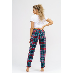 Брюки женские 614 кулирка (последний размер) зеленая клетка-2 56