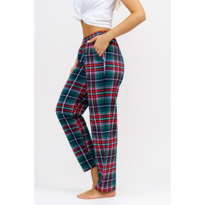 Брюки женские 614 кулирка (последний размер) зеленая клетка-2 56