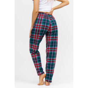 Брюки женские 614 кулирка (последний размер) зеленая клетка-2 56