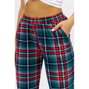 Брюки женские 614 кулирка (последний размер) зеленая клетка-2 56