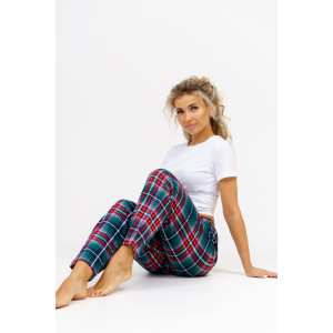 Брюки женские 614 кулирка (последний размер) зеленая клетка-2 56