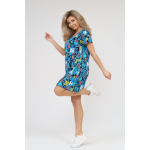 Туника женская 532 кулирка (последний размер) буквы на голубом 58,60