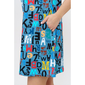 Туника женская 532 кулирка (последний размер) буквы на голубом 58,60