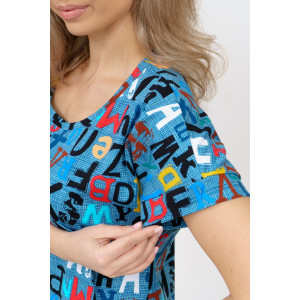 Туника женская 532 кулирка (последний размер) буквы на голубом 58,60