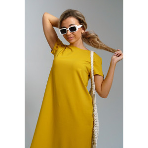Платье женское 968 кулирка с лайкрой пенье (последний размер) горчица 46