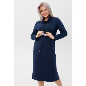 Платье женское П178 футер 2-х нитка пенье (последний размер) темно-синий 48