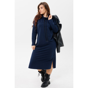 Платье женское П178 футер 2-х нитка пенье (последний размер) темно-синий 48