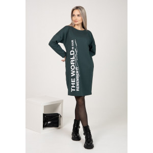 Платье женское П163 футер с лайкрой (последний размер) темно-зеленый 48,54