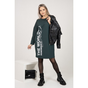 Платье женское П163 футер с лайкрой (последний размер) темно-зеленый 48,54