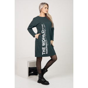 Платье женское П163 футер с лайкрой (последний размер) темно-зеленый 48,54