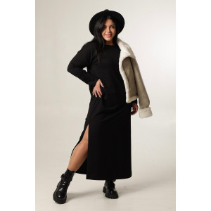 Платье женское П169 футер с лайкрой (последний размер) черный 54,60