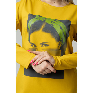 Платье женское П170 футер с лайкрой (последний размер) горчичный 60