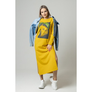 Платье женское П170 футер с лайкрой (последний размер) горчичный 60