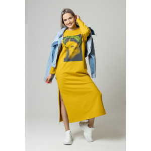 Платье женское П170 футер с лайкрой (последний размер) горчичный 60