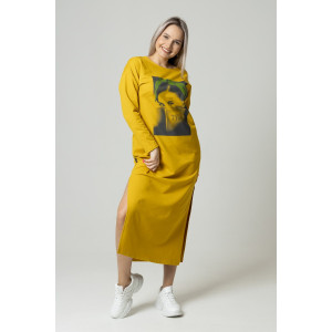 Платье женское П170 футер с лайкрой (последний размер) горчичный 60
