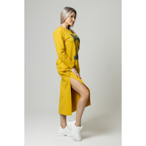 Платье женское П170 футер с лайкрой (последний размер) горчичный 60