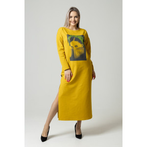 Платье женское П170 футер с лайкрой (последний размер) горчичный 60