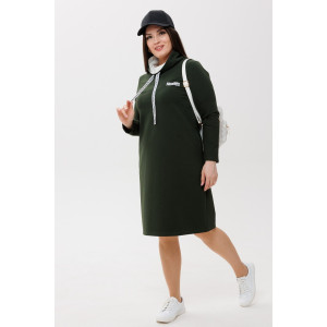 Платье женское П120/1 футер с лайкрой (последний размер) темный хаки 50