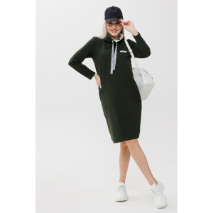 Платье женское П120/1 футер с лайкрой (последний размер) темный хаки 50