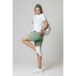 Костюм двойка женский К226 кулирка+футер с лайкрой (последний размер) оливковый 48,50