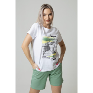 Костюм двойка женский К226 кулирка+футер с лайкрой (последний размер) оливковый 48,50