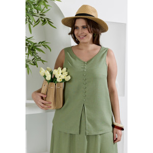 Блузка-топ женская "Камео-6" плательная ткань (р-ры: 48-58) хаки