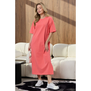 Платье-туника женское "Инта" кулирка с лайкрой (р-ры: 44-62) коралловый