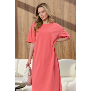 Платье-туника женское "Инта" кулирка с лайкрой (р-ры: 44-62) коралловый