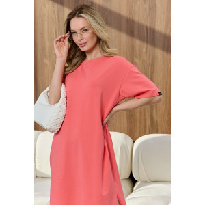 Платье-туника женское "Инта" кулирка с лайкрой (р-ры: 44-62) коралловый
