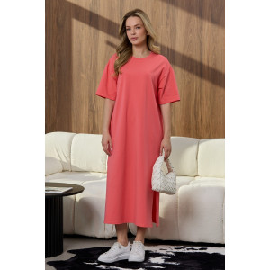 Платье-туника женское "Инта" кулирка с лайкрой (р-ры: 44-62) коралловый