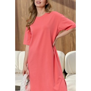 Платье-туника женское "Инта" кулирка с лайкрой (р-ры: 44-62) коралловый