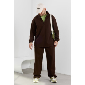 Толстовка мужская "Интер-1" интерлок-пике (р-ры: 48-58) коричневый