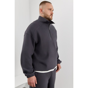 Толстовка мужская "Интер-1" интерлок-пике (р-ры: 48-58) графитовый