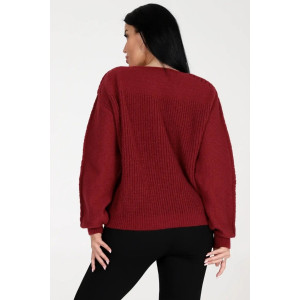Джемпер женский "Вэнди" вязаный трикотаж (р-ры: 42-44) бордовый Джемпер женский "Вэнди" вязаный трикотаж (р-ры: 42-44) бордовый