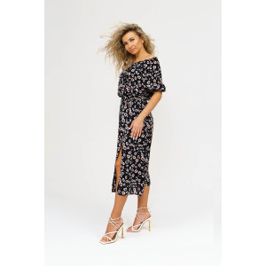 Платье женское 1489/6 штапель (последний размер) коричневый-черный 52 Платье женское 1489/6 штапель (последний размер) коричневый-черный 52